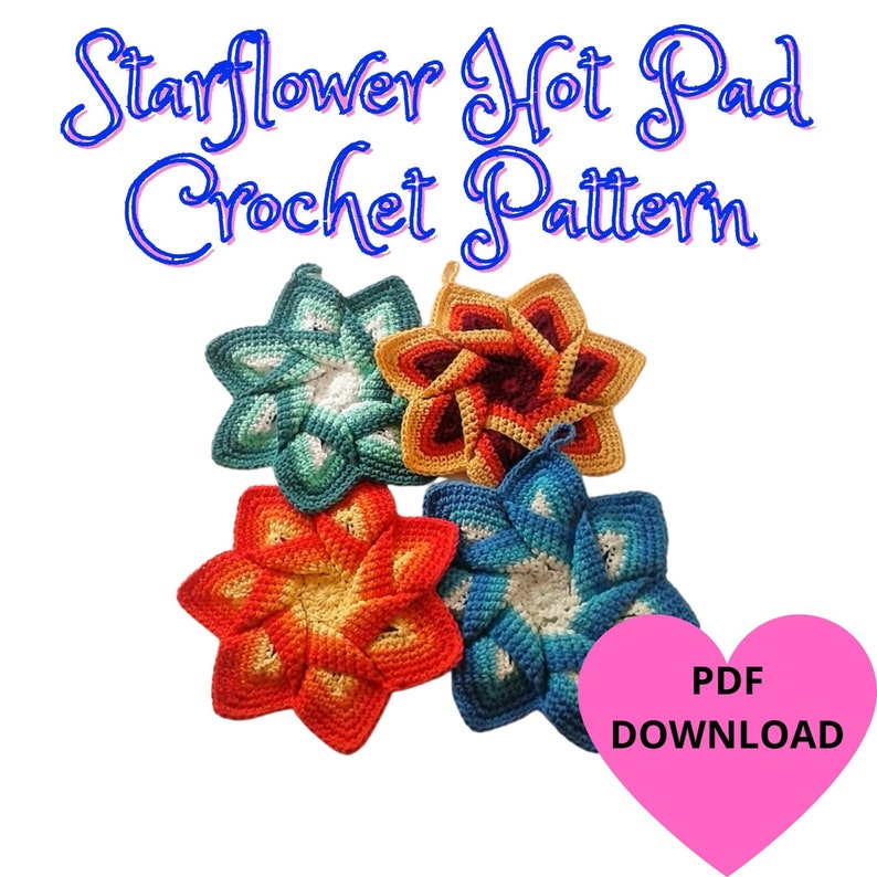 Star Flower Potholder Crochet Pattern PDF Download image 1