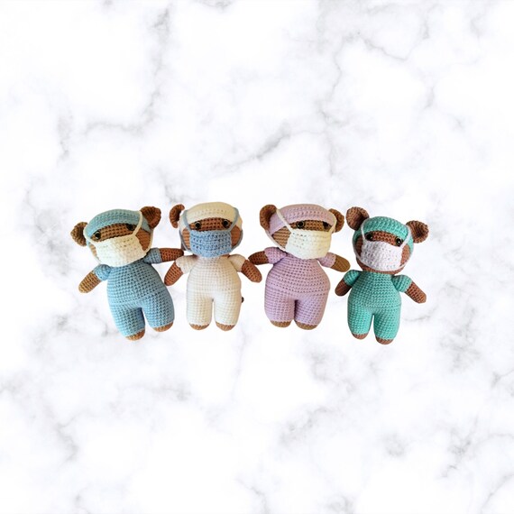 Healthcare Hero Doctor Bear, Crochet Stuffed Animal Amigurumi Toy, Nurse  Bear w
