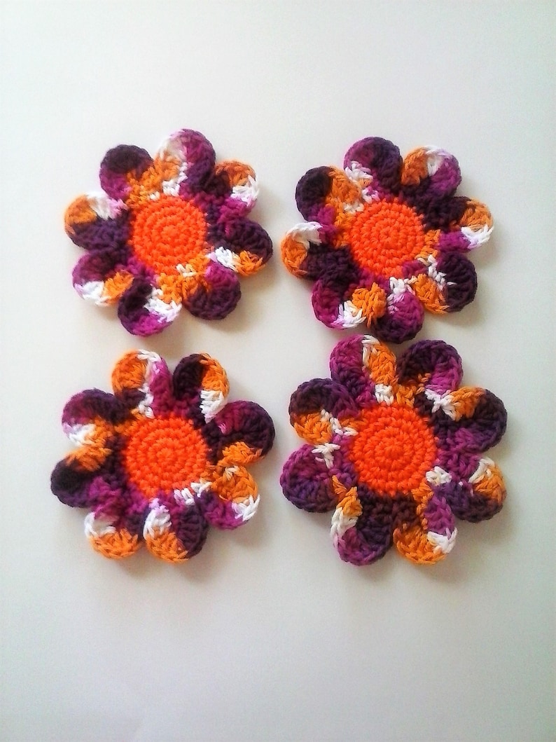 Secret Santa Gift Daisy Coasters Housewarming Gift Small Gift Idea 100/% Cotton Batik Print Set of 4 Large Coasters