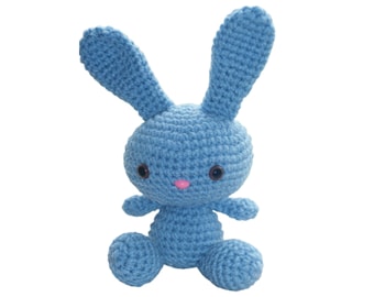 Light Blue Crochet Bunny Doll, Amigurumi Stuffed Animal, Children's Gift, Stocking Stuffer, Basket Add In, All Occasion Gift, Secret Santa