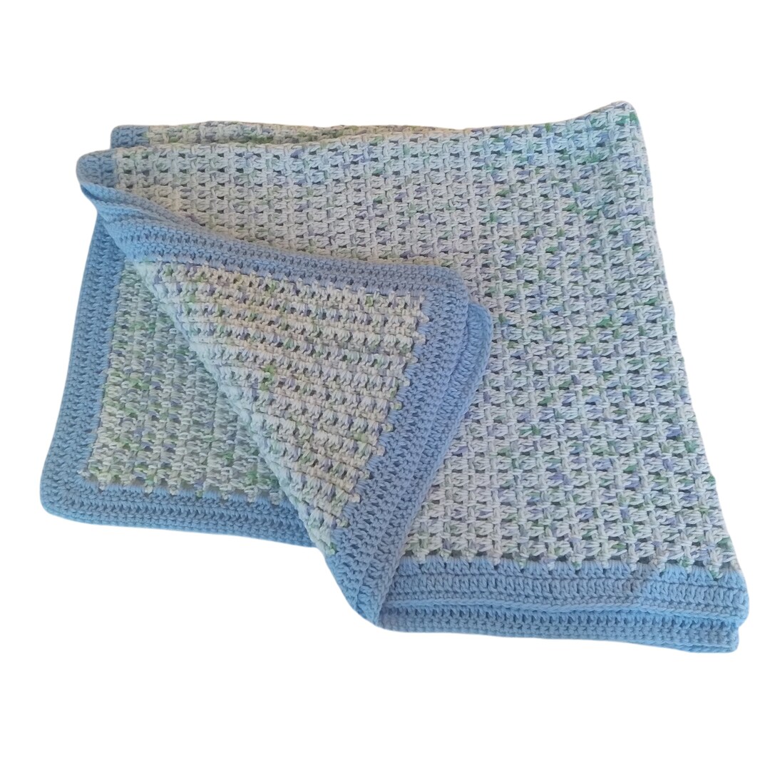 Light Weight Baby Blanket With Baby Blue Edging Etsy