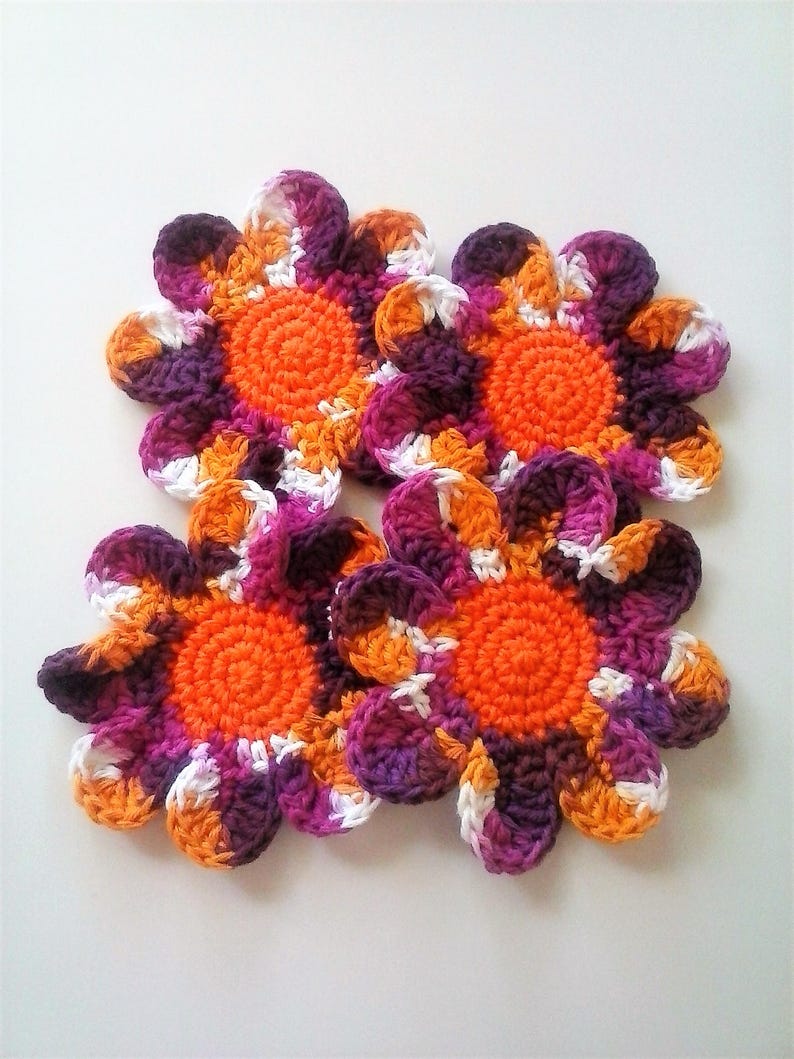 Secret Santa Gift Daisy Coasters Housewarming Gift Small Gift Idea 100/% Cotton Batik Print Set of 4 Large Coasters