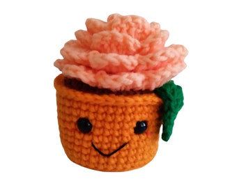 CLEARANCE: Pastel Peach Blooming Rose in Smiling Flowerpot