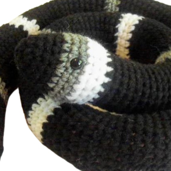Black MADE TO ORDER 4 Foot Long Crochet Snake in Red and Gray