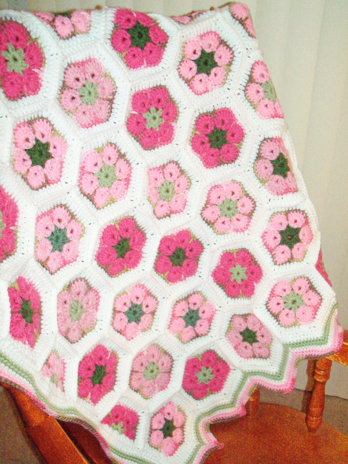 African Flower Blanket in Rose Pinks and Sage Greens Choose Etsy