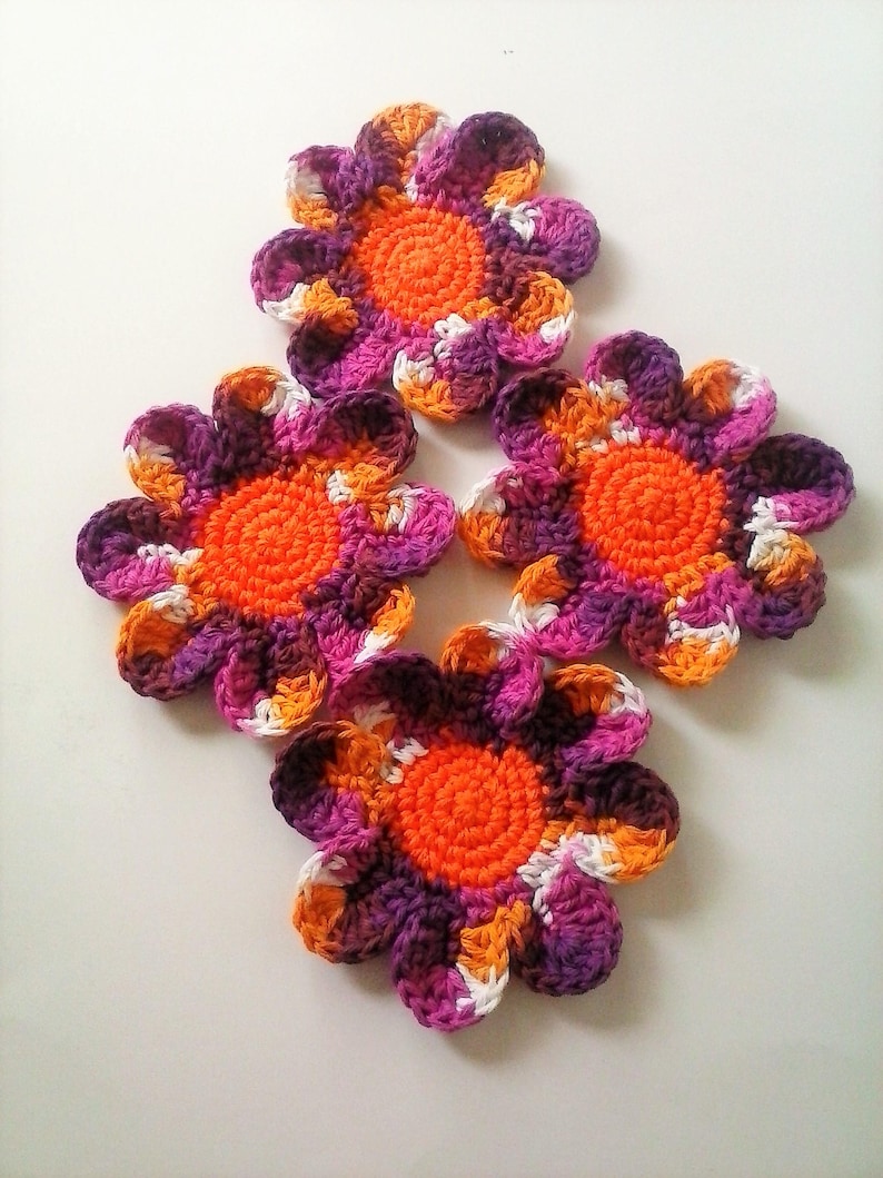 Secret Santa Gift Daisy Coasters Housewarming Gift Small Gift Idea 100/% Cotton Batik Print Set of 4 Large Coasters