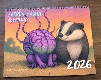 2026 Fantasy Creature Calendar • Storybook Animal Art • Cozy RPG Inspired Illustrations