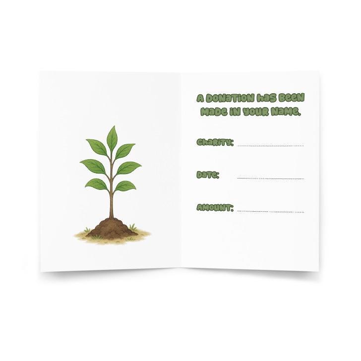 Printable Donation in Your Honor Card – Mouse Planting Tree Art ...