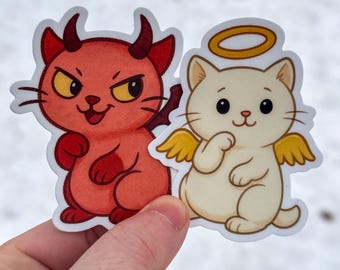 Angelpuss & Devilpuss Kitten Vinyl Stickers