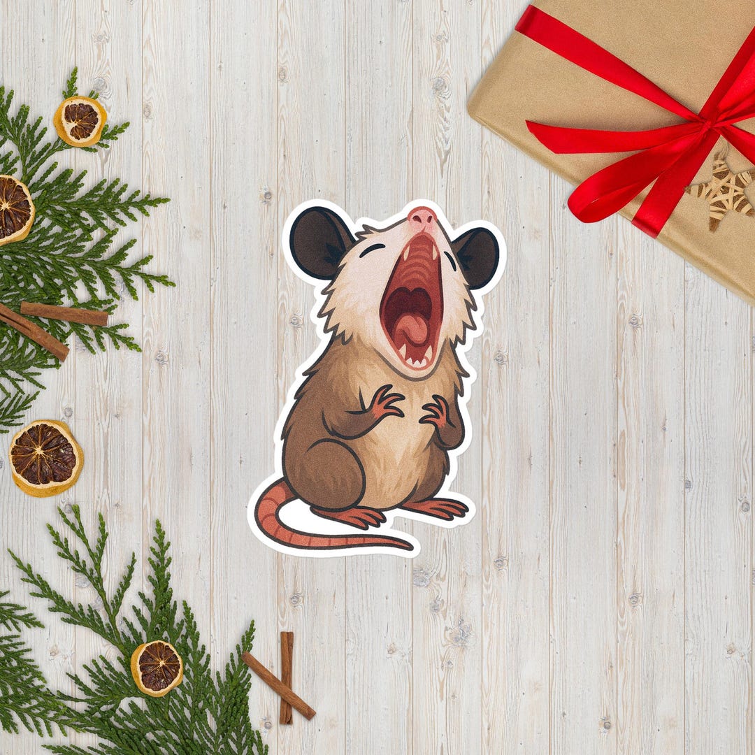Screaming Possum Sticker – Funny Chaos Critter Vinyl Decal – Limited ...