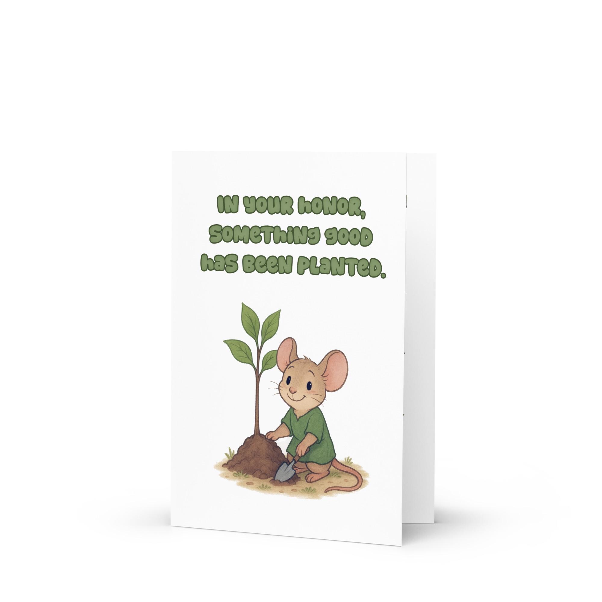 Printable Donation in Your Honor Card – Mouse Planting Tree Art ...
