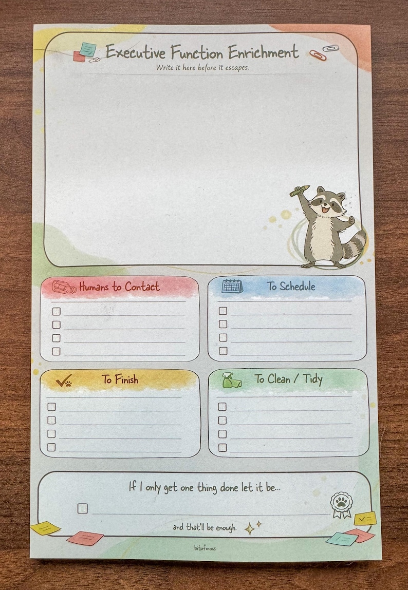 Cheatsheetplanner voor uitvoerende functies | ADHD-vriendelijk dagelijks notitieblok | Neurodivergente taakorganisator afbeelding 4
