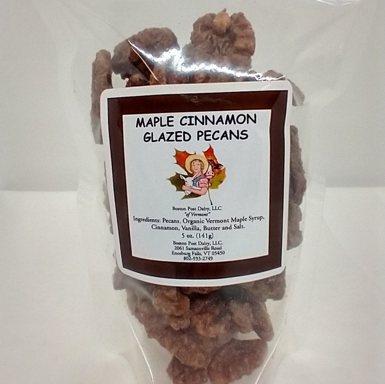 Maple Cinnamon Glazed Pecans 5 oz, healthy snacks, fast shipping, great gift image 2