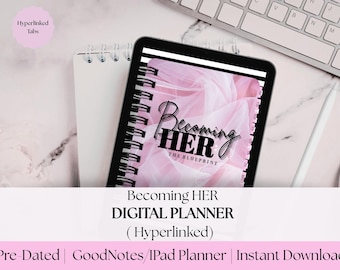 Digitale planner voor HAAR worden | Luxe roze iPad-planner | GoodNotes-planner met hyperlink | Gedateerd 2025 | Direct downloaden
