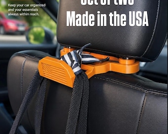 Universal Car Headrest Hanger Brackets (Pair) | Tactical Gear Organizer | 3D Printed Vehicle Storage