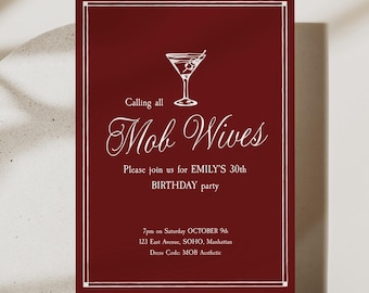 Mob Wife Invitation Birthday or Bachelorette | BW1