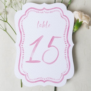 PRINTED Watercolor Oval Wedding Table Numbers Whimsical