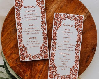 Talavera Mexican Wedding Menu in Terracotta | BT1
