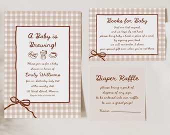 A Baby Is Brewing Coffee Baby Shower Invitation Set - Café Bébé Party Invite Coquette | BB1