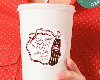 She's Ready to Pop Baby Shower Sticker Favors | PRINTED + SHIPPED