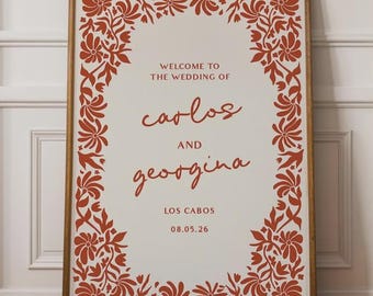 Talavera Modern Mexican Wedding Welcome Sign Template | BT1