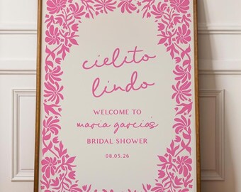 Cielito Lindo Baby Shower Welcome Sign, Mexican Talavera Theme Sign | BT1