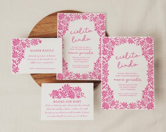 Girl Cielito Lindo Baby Shower Invitation Template Mexican Talavera | BT1