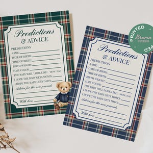 PRINTED + SHIPPED Polo Luxury Baby Shower Predictions & Advice Cards