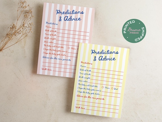 PRINTED + SHIPPED Italian Ciao Baby Shower Predictions and Advice Cards Games