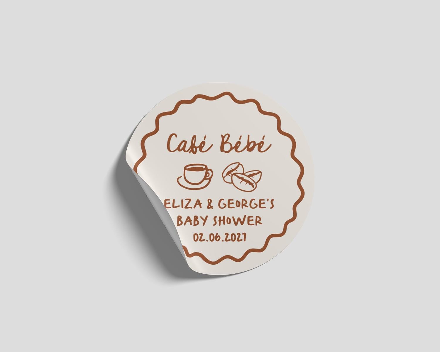 PRINTED + SHIPPED Cafe Bebe Baby Shower Stickers, Coffee Theme Sticker ...