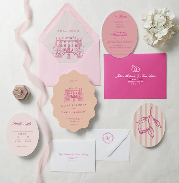 Bespoke Fully Custom Wedding Invitation Suite | Custom Venue Illustration