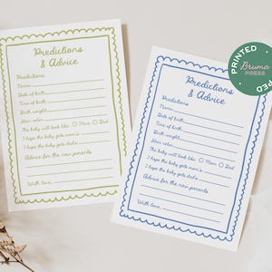 PRINTED Baby Shower Predictions Advice Cards | B01