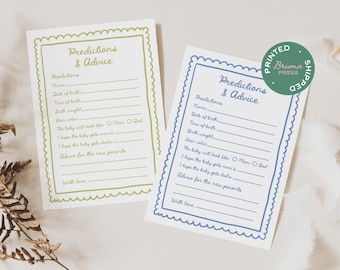 PRINTED Baby Shower Predictions Advice Cards | B01