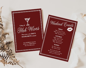 Mob Wife Bachelorette Party Invitation and Itinerary | BW1