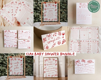 Ciao Bambino Baby Shower Bundle, Ciao Baby Italian Shower Templates | P1