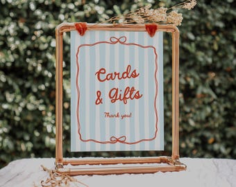 Ciao Bambino Baby Shower Cards and Gifts Sign - Striped Italian Baby Shower Sign Template | IT1