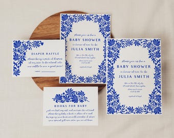 Cielito Lindo Baby Shower Invitation Template - Hand Drawn Mexican Talavera | BT1