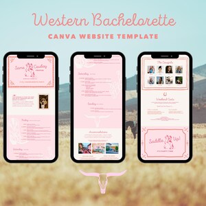 Modello di sito web per addio al nubilato "Steve Cowboy Forever" / Sito per addio al nubilato in stile western modificabile con Canva