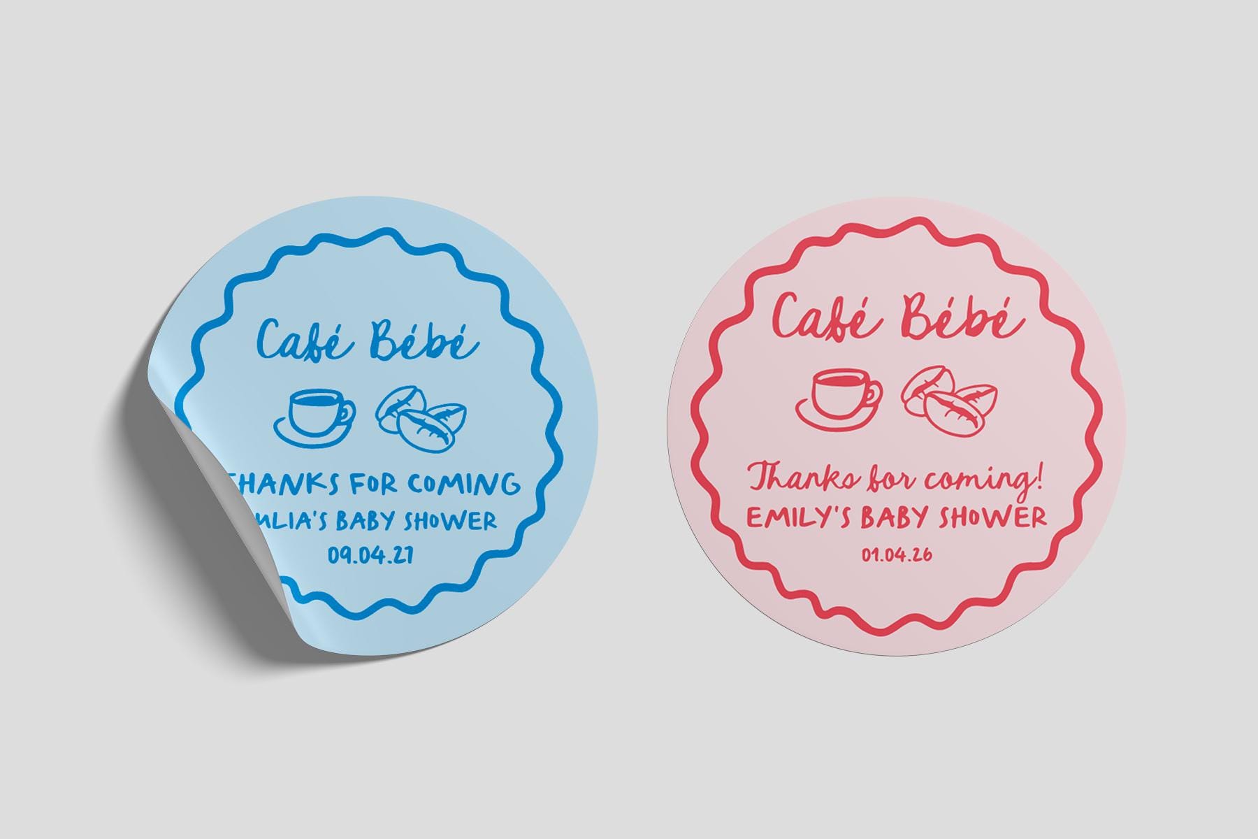 PRINTED + SHIPPED Cafe Bebe Baby Shower Stickers, Coffee Theme Sticker ...