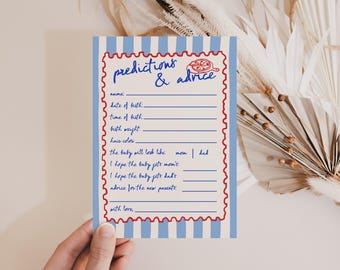 PRINTED + SHIPPED Special Delivery Pizza Baby Shower Predictions and Advice Cards Games