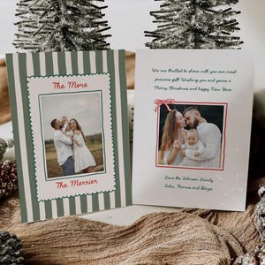 Kerstkaart Geboorteaankondiging Gestreept, meer hoe beter, nieuwe baby Kerstkaart | CM12 - CANVA