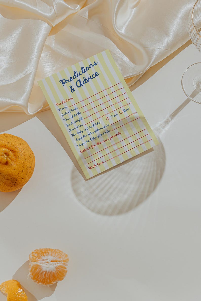 PRINTED + SHIPPED Italian Ciao Baby Shower Predictions and Advice Cards Games image 8