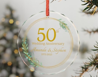 Regalo personalizzato per l'anniversario di matrimonio, ornamento personalizzato in cristallo per l'anniversario, regalo personalizzato per l'anniversario dei genitori, regalo personalizzato per l'anniversario