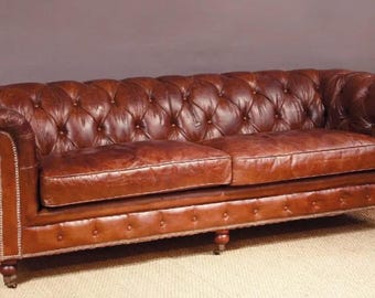 Chesterfield Sofa - Leather Sofa - Handmade