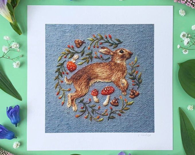 Jumping Rabbit Art Print | Giclee Print | British Wildlife - Etsy