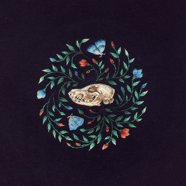 Fox skull embroidery