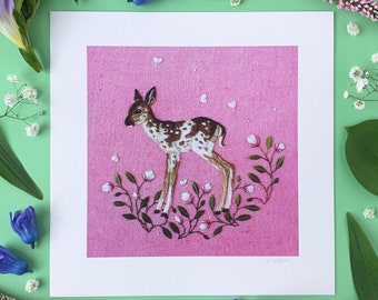 Piebald Fawn Art Print | Giclee Print | British Wildlife