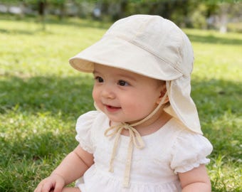 Chapéu de sol infantil leve e respirável para o verão (3 a 18 meses), estilo chapéu de balde com aba para o pescoço, chapéu para atividades ao ar livre, presente para bebês.