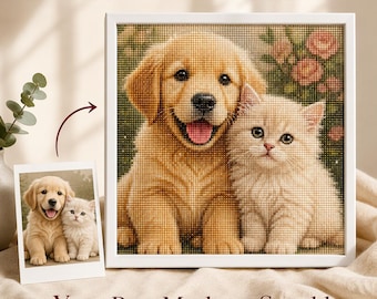 Kit de pintura de diamantes personalizado para mascotas, lienzo 5D con taladro completo personalizado, regalo de retrato de mascota