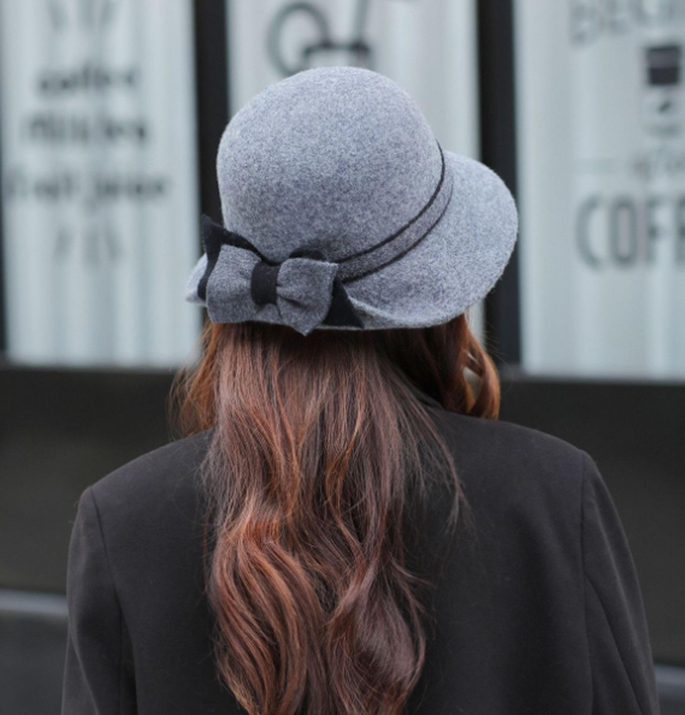100% Wool Winter Bucket Hat with Bow Accent, Drawstring Fit Wool Bucket Hat, Bow Accent, Adjustable Winter Fashion - Etsy main image 2